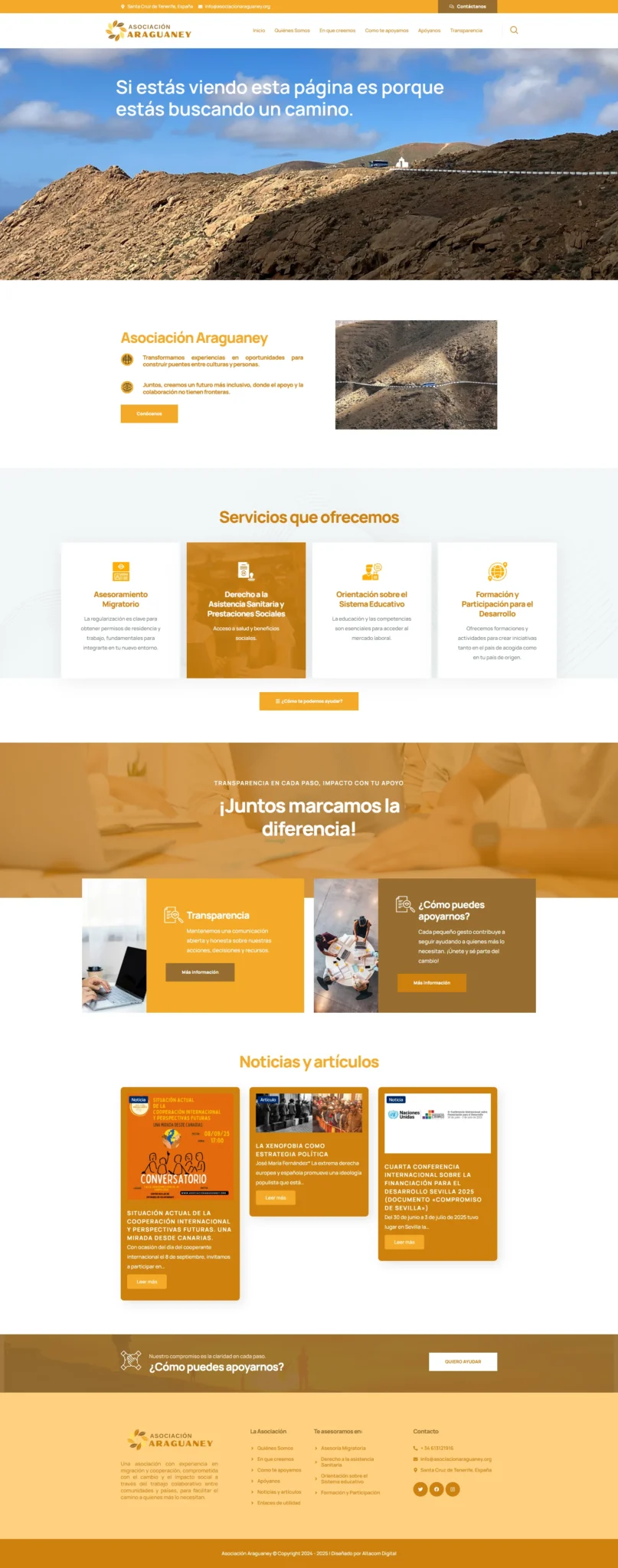 Cliente desarrollo web Asociación Araguaney