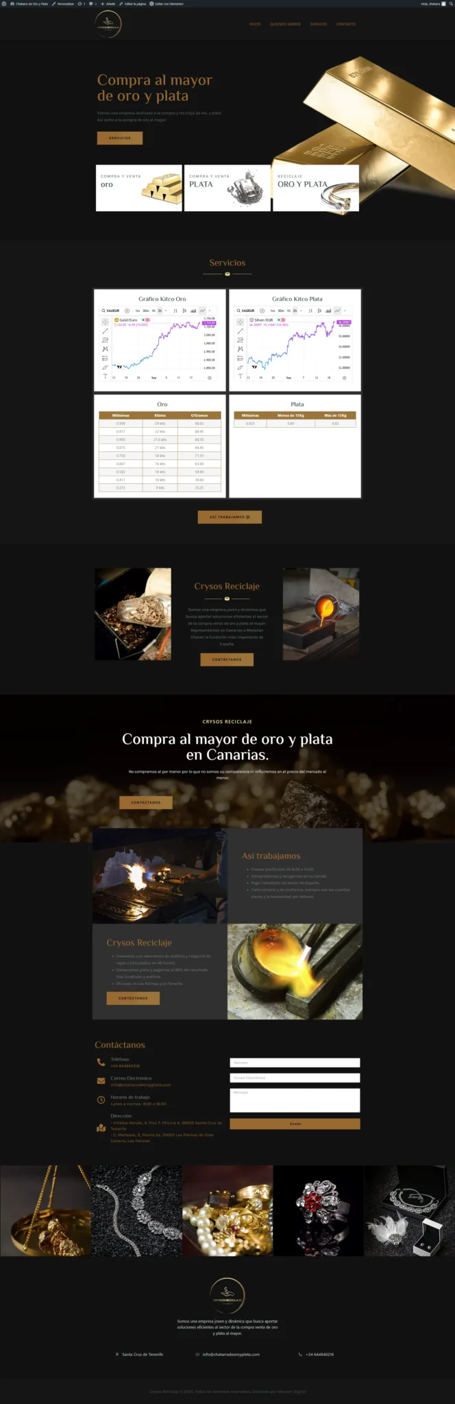 Cliente desarrollo web Chatarra de oro y plata