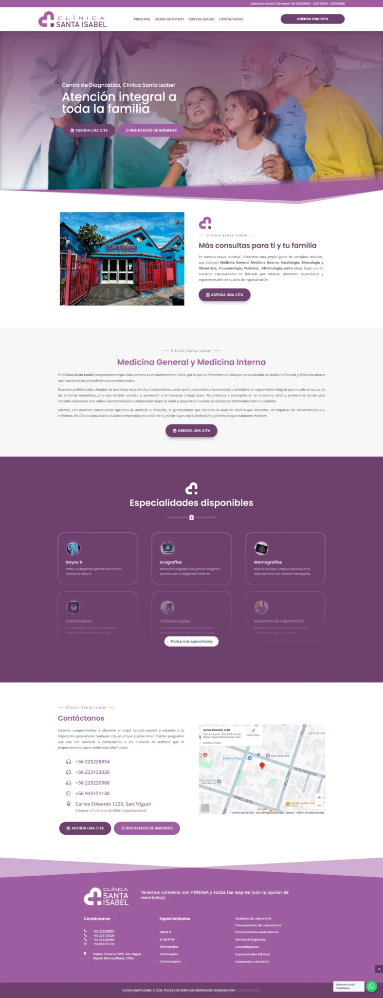 Cliente desarrollo web Clínica Santa Isabel