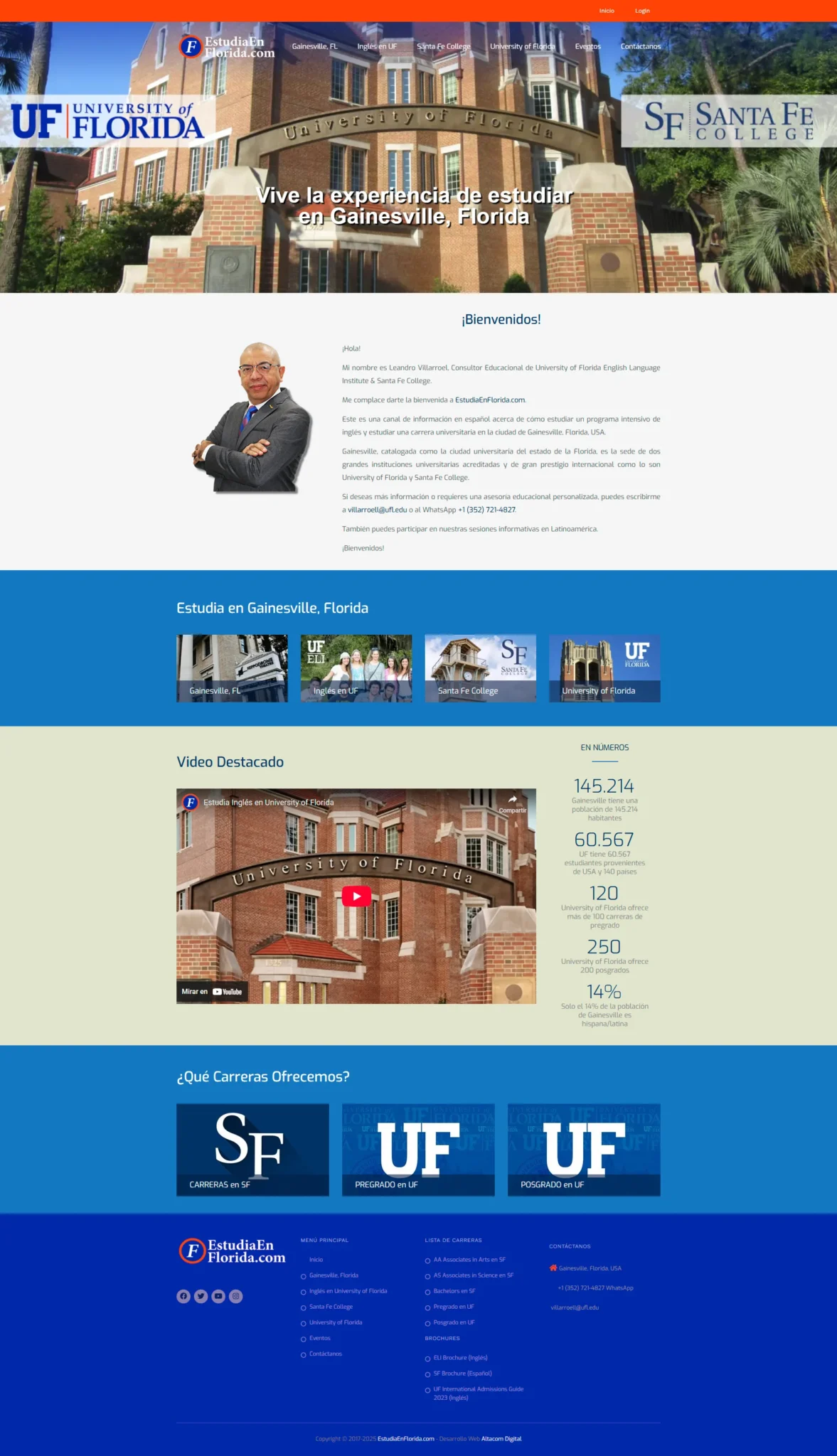 Cliente desarrollo web Estudia en Florida