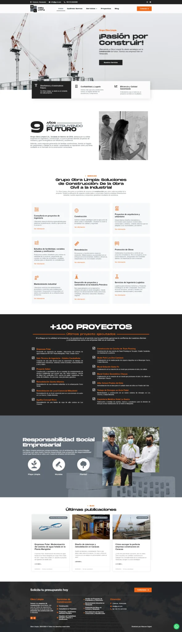 Cliente desarrollo web Grupo Obra Limpia