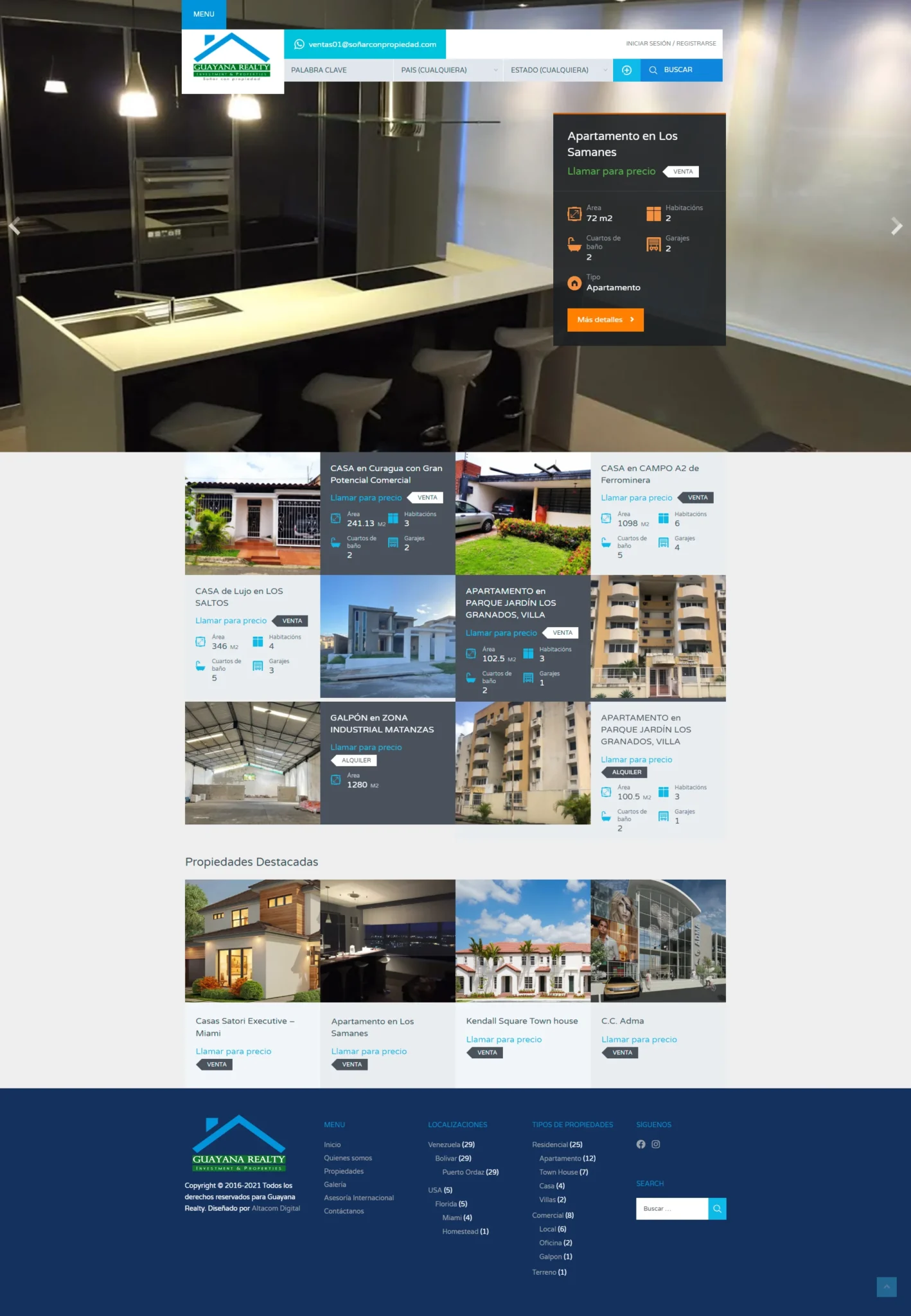 Cliente desarrollo web Guayana Realty
