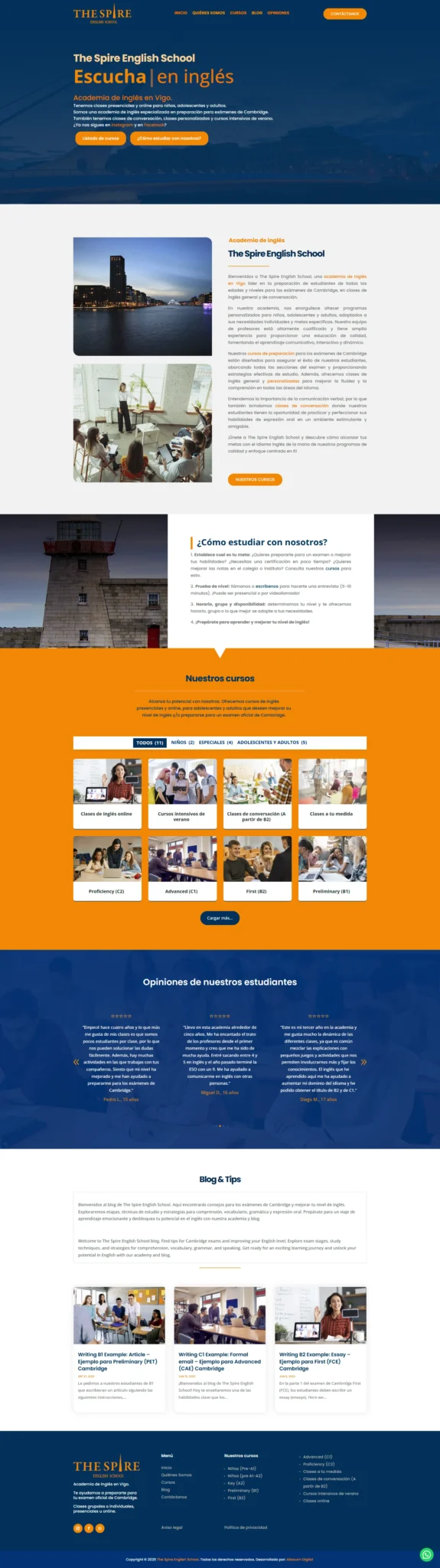Cliente desarrollo web the Spire English School