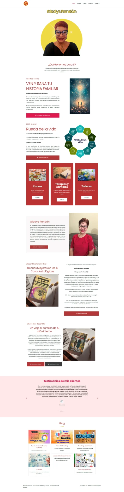 Cliente desarrollo web Coach Gladys Rondon