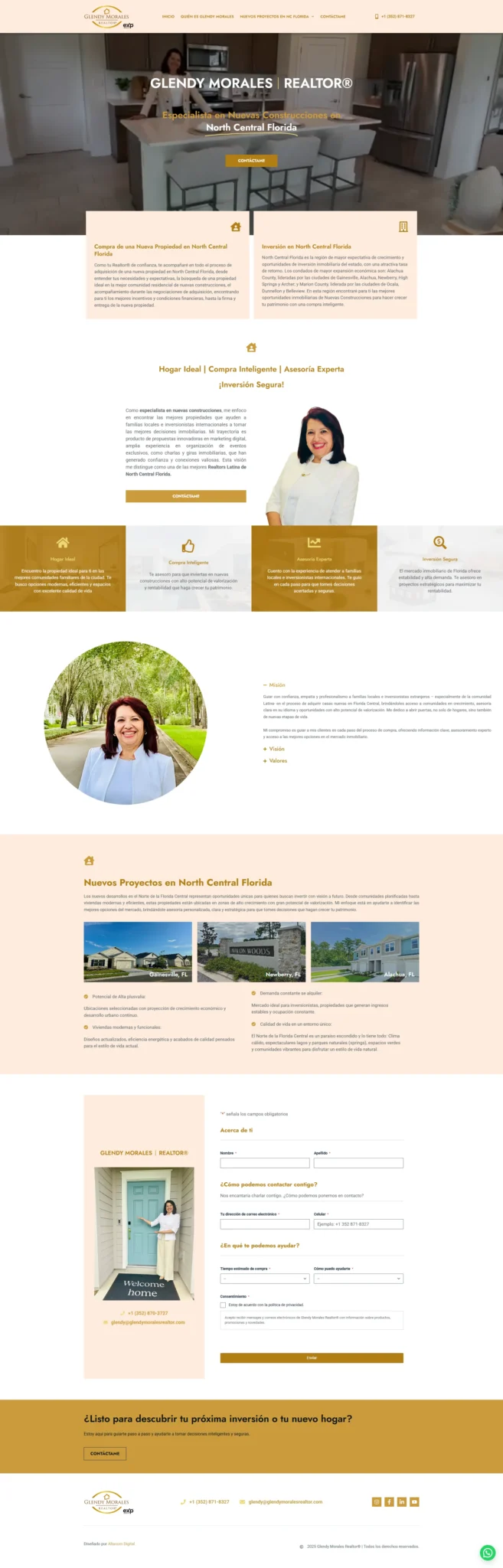 Cliente desarrollo web Glendy Morales, realtor