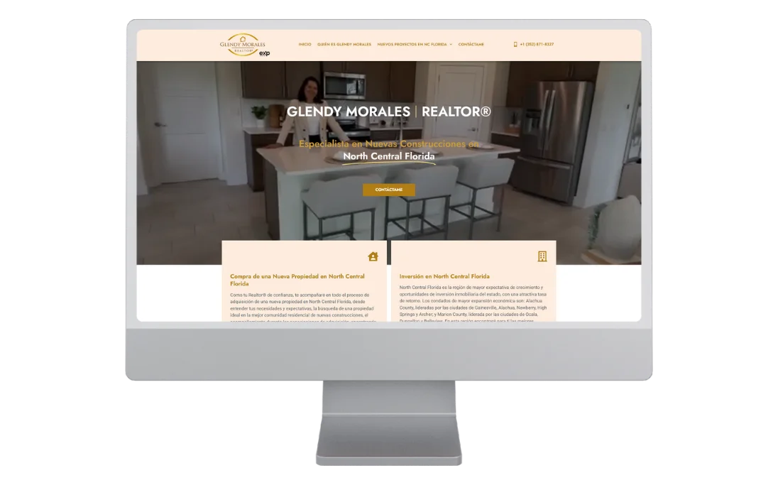 Cliente desarrollo web Glendy Morales, realtor