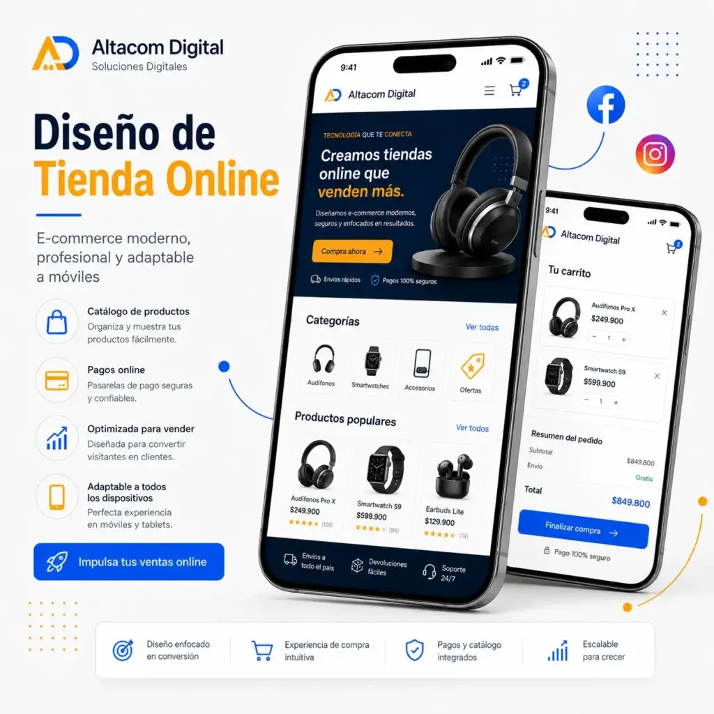 Diseño de tiendas online modernas por Altacom Digital para España
