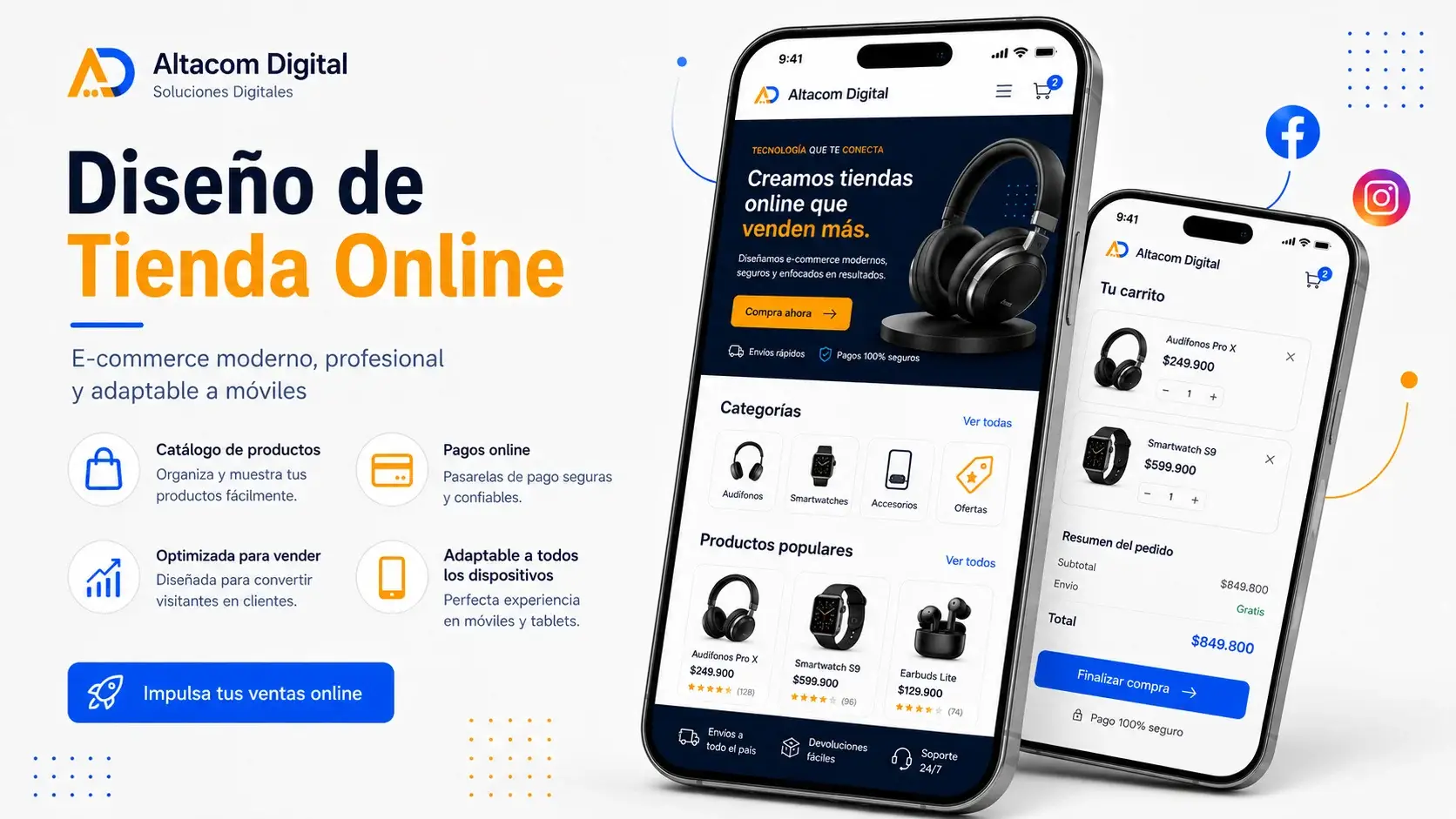 Diseño de tiendas online modernas por Altacom Digital.