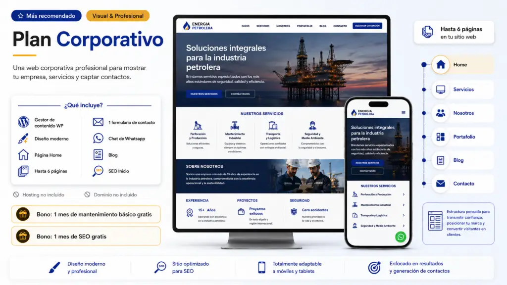 Publicidad de plan corporativo de diseño de páginas web de Altacom Digital