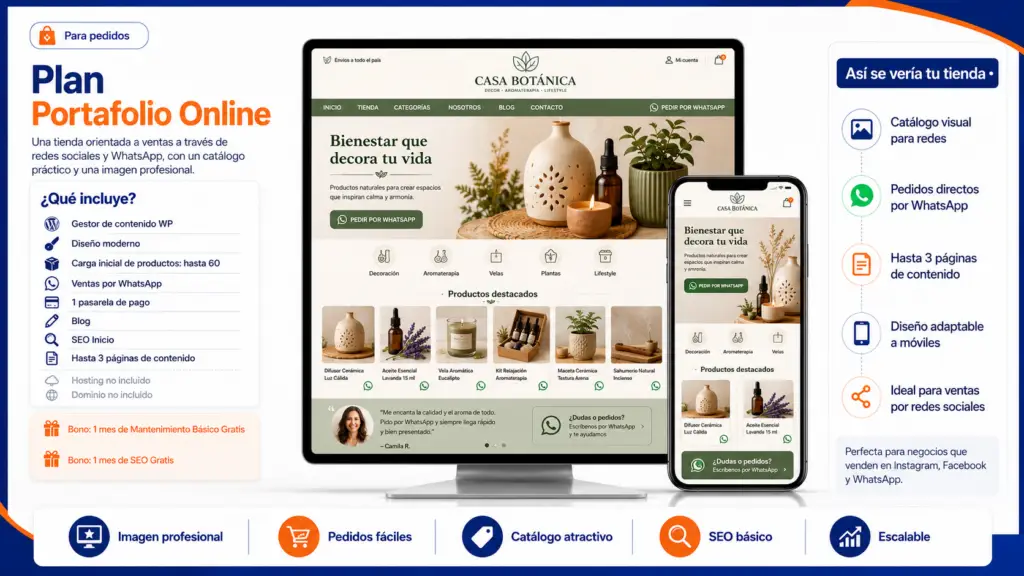 Plan Portafolio Online con vista desktop y móvil | España