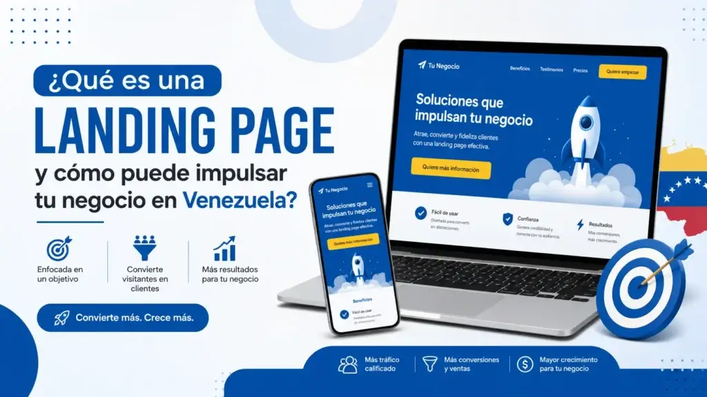 Infografía sobre landing pages para negocios en Venezuela u otro país.