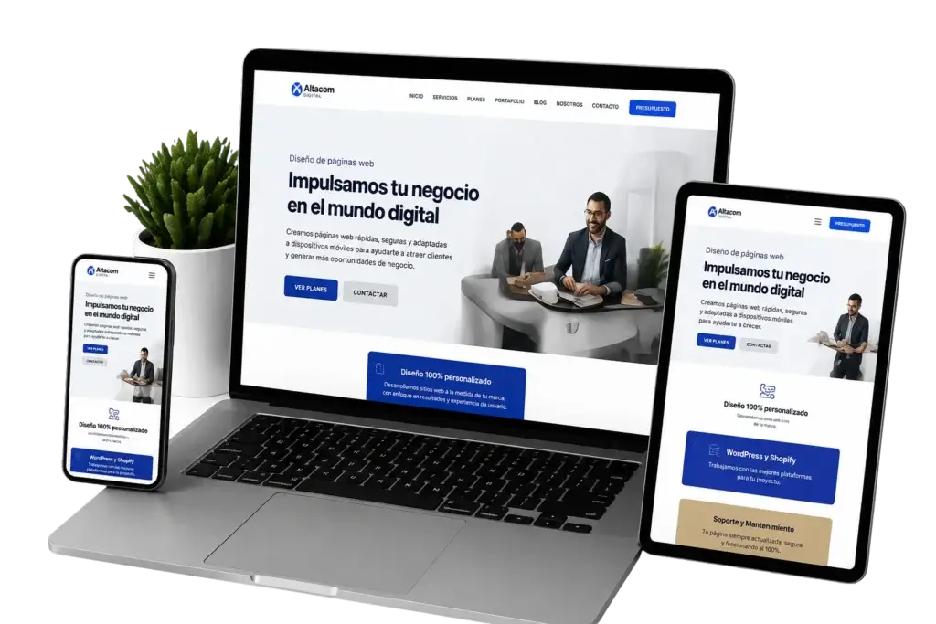 Diseño de páginas web responsive en laptop, tablet y teléfono. Venezuela
