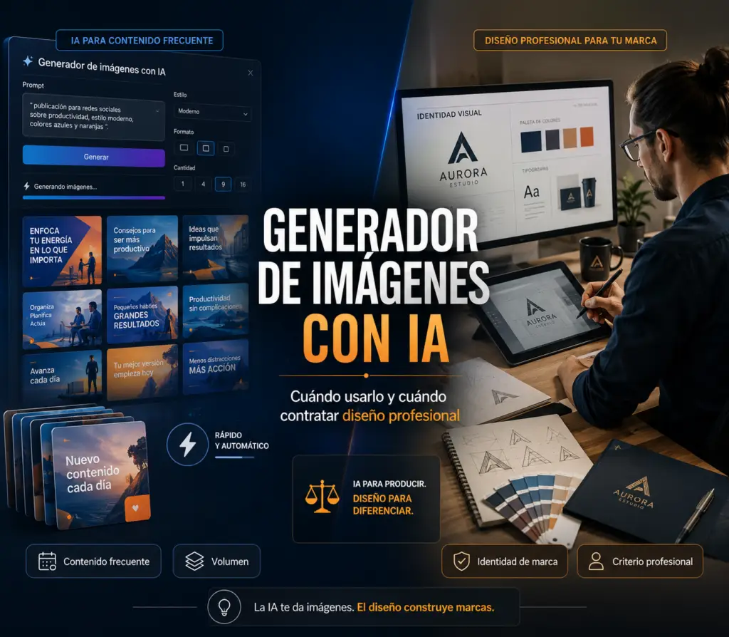 Generador de imágenes IA vs. diseño profesional de marca.
